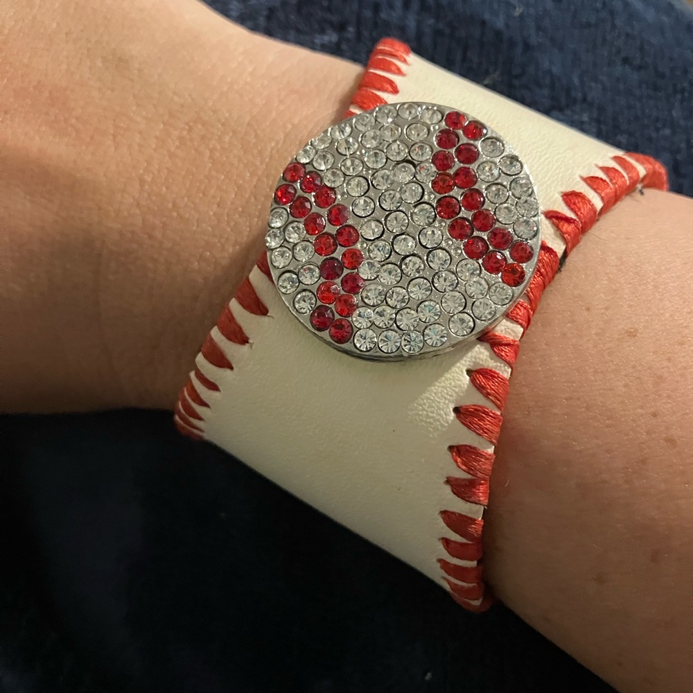 Worth White and Red Baseball Bracelet